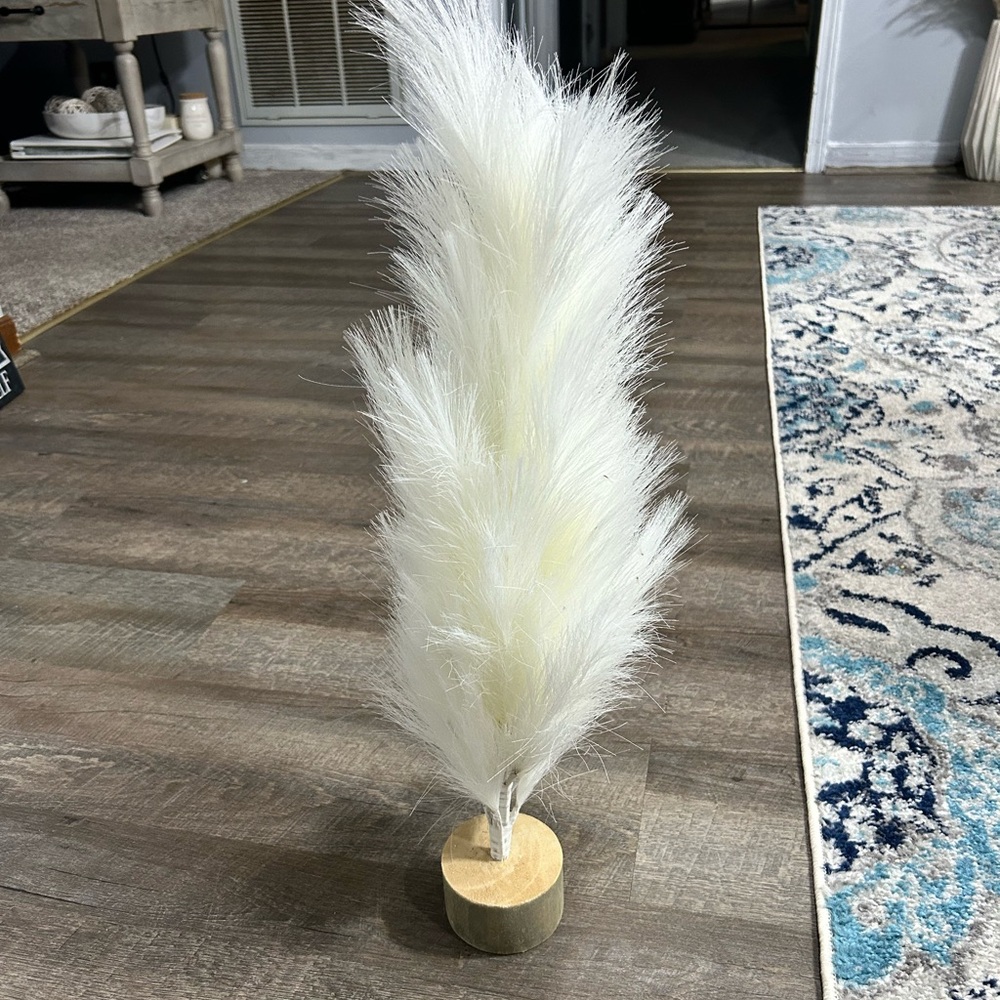 White Faux Floral Pampas Grass Accent